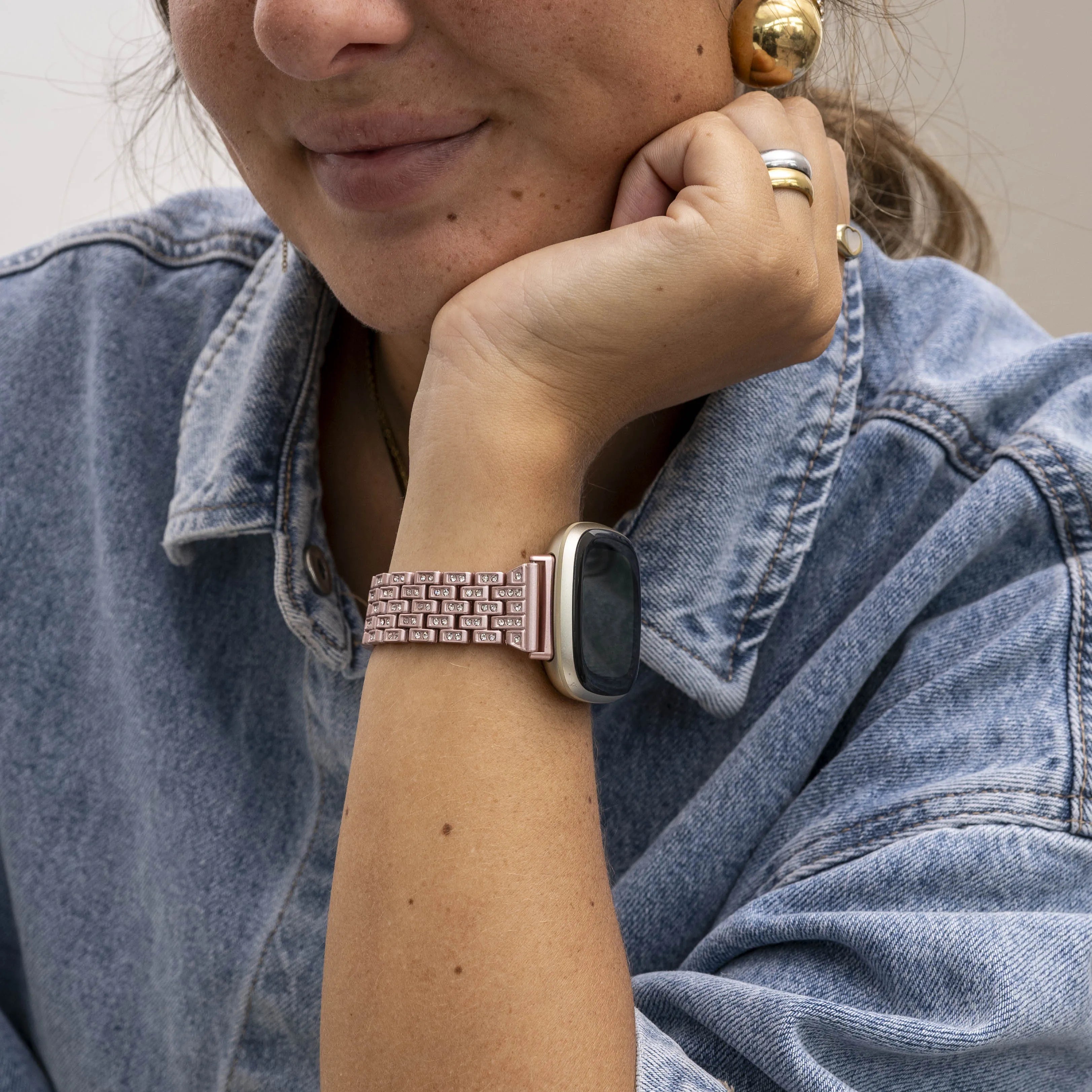 Correa de diamantes Fitbit Sense (rosa)