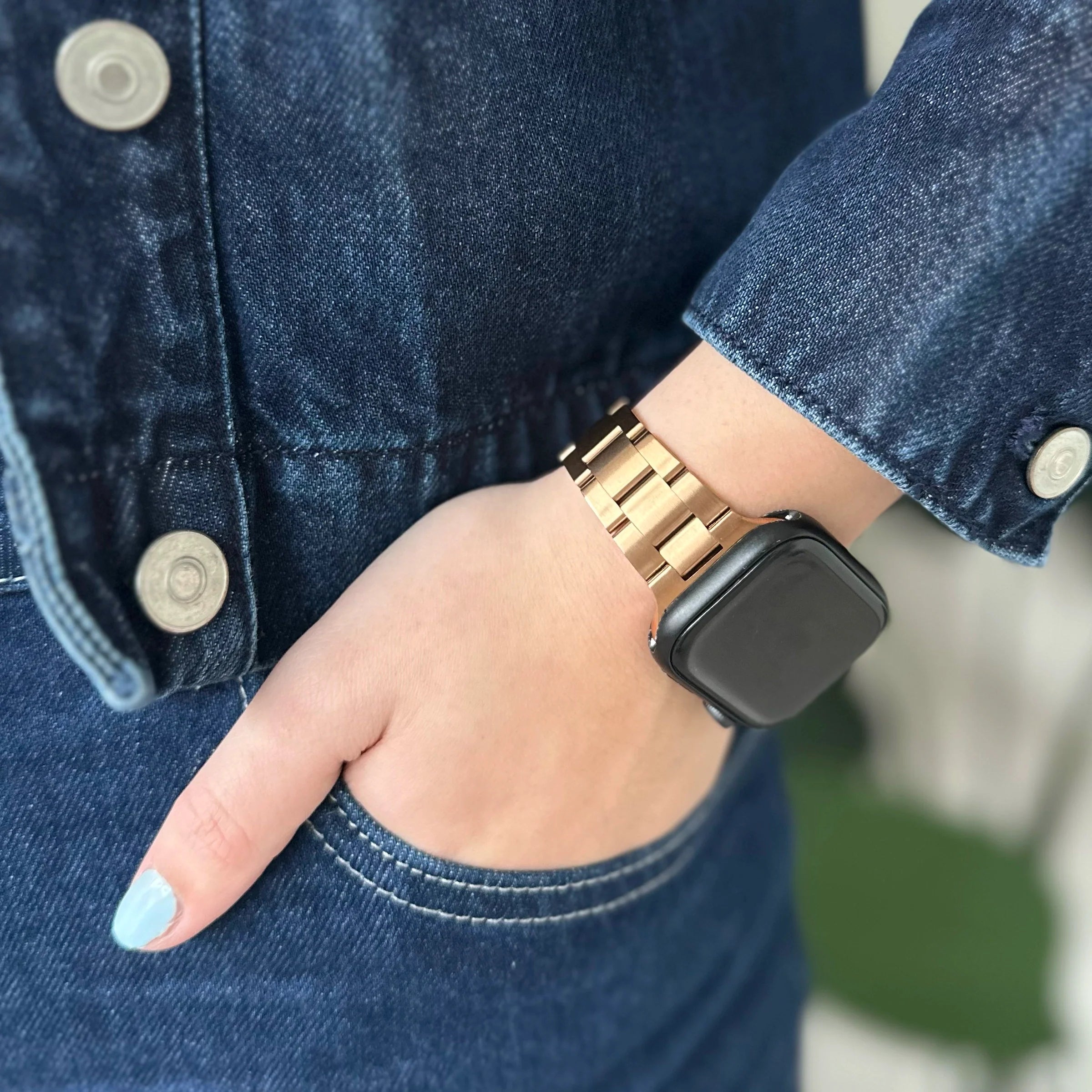 xoxo Wildhearts Correa acero fina Apple Watch (oro rosado)