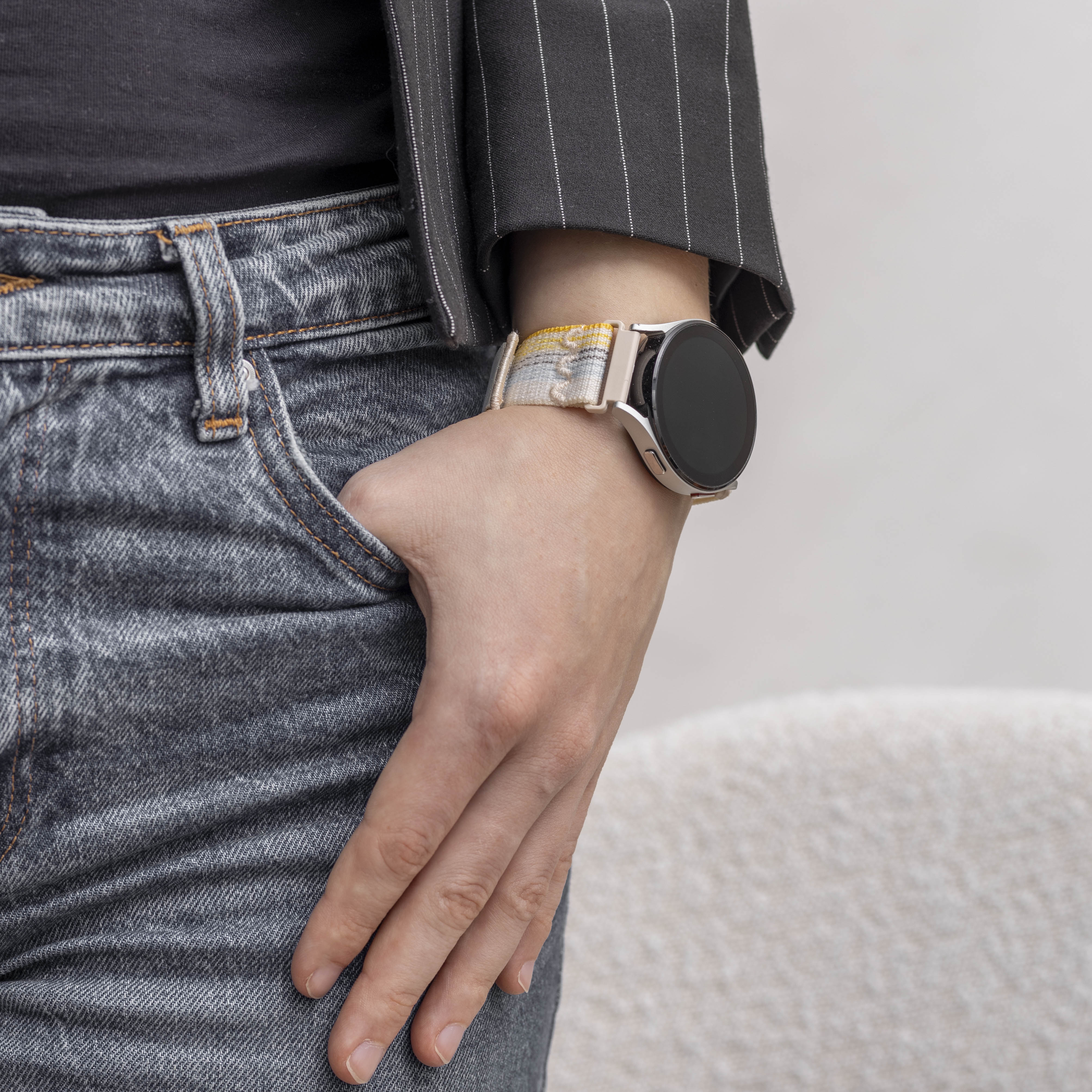 Correa de nylon para Samsung Galaxy Watch 6 de 44 mm (mezcla blanco estrella)