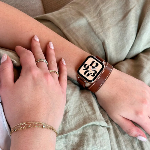 Leather Strap 'Double Tour', brown, lifestyle photo