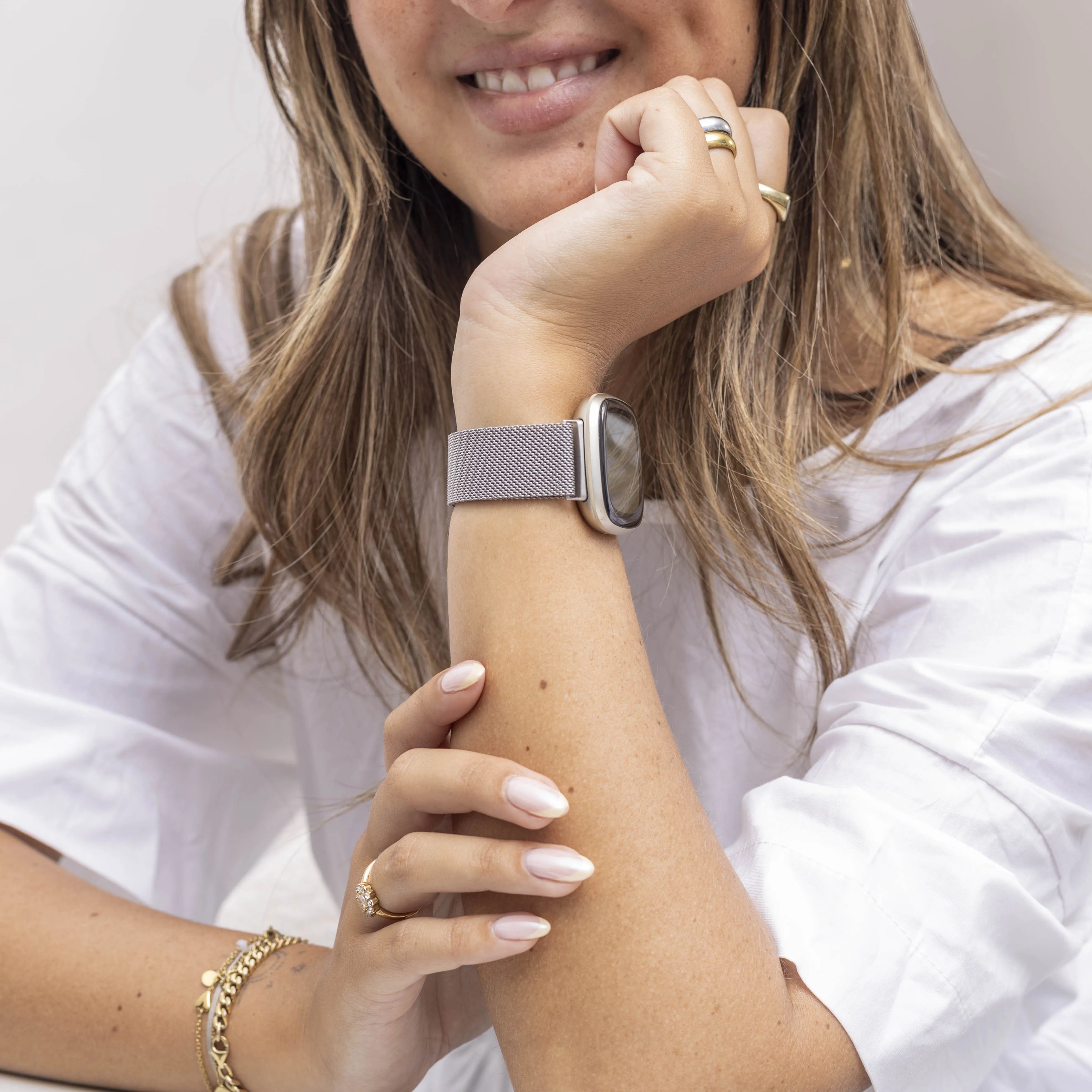 Correa milanesa Fitbit Sense (plata)