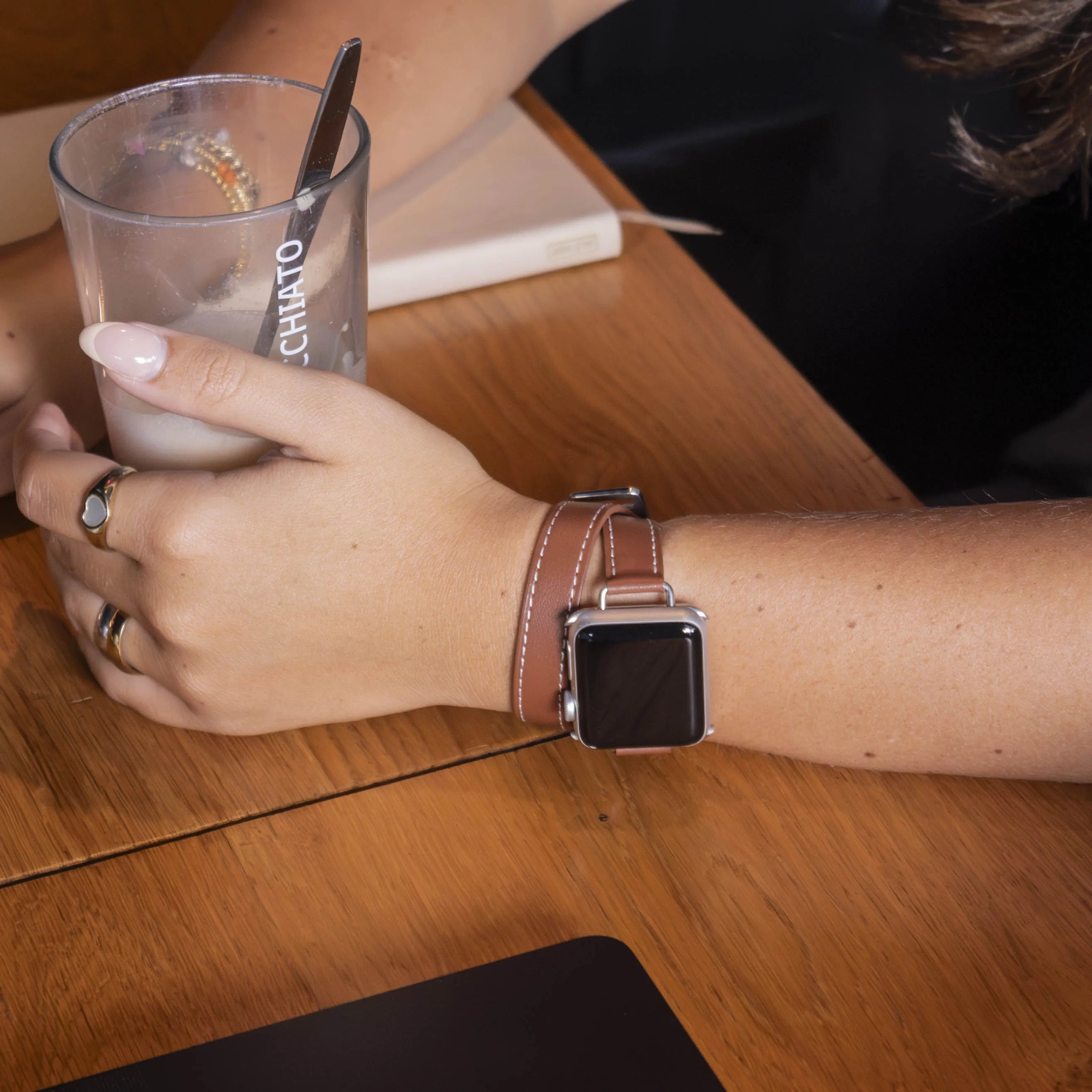 Correa cuero Double Tour Apple Watch (marrón)