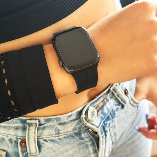 D-Buckle Silicone Strap, black, lifestyle photo