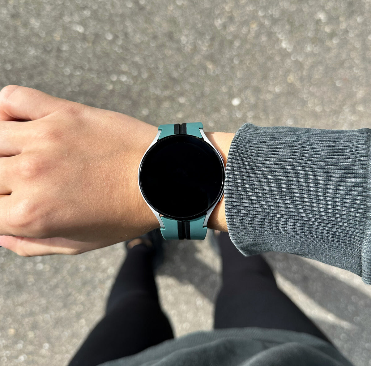 Silicone Magnetic Sport Strap, green/black, lifestyle photo