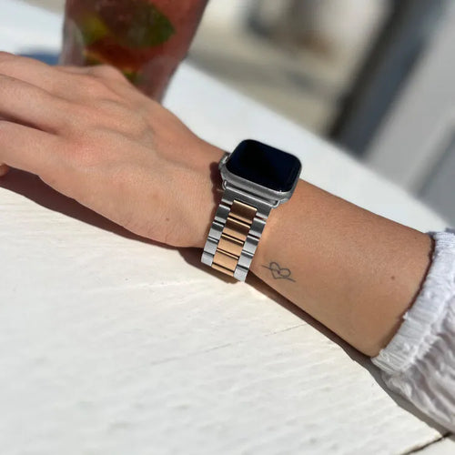 Steel Strap, silver/rose gold, lifestyle photo