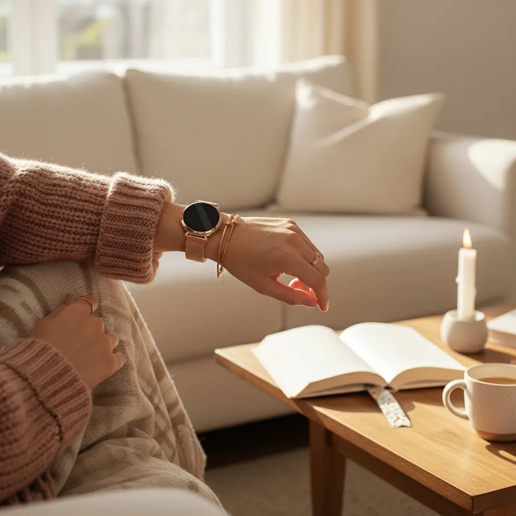 Milanese Loop Strap, rose gold, lifestyle photo