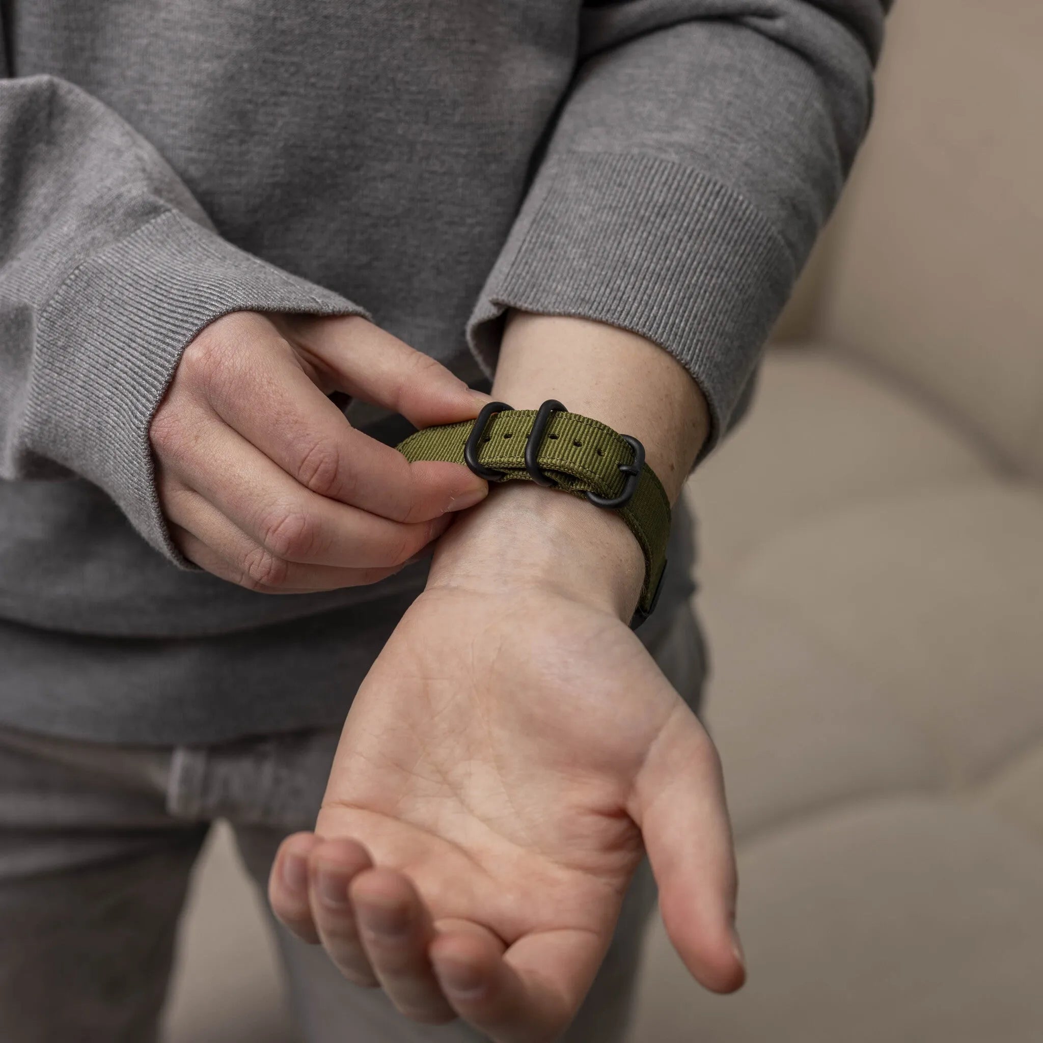 Nylon Buckle Strap, green, lifestyle photo