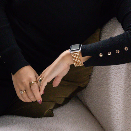 Beaded Steel Strap, gold, lifestyle photo