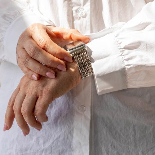 Beaded Steel Strap, silver, lifestyle photo