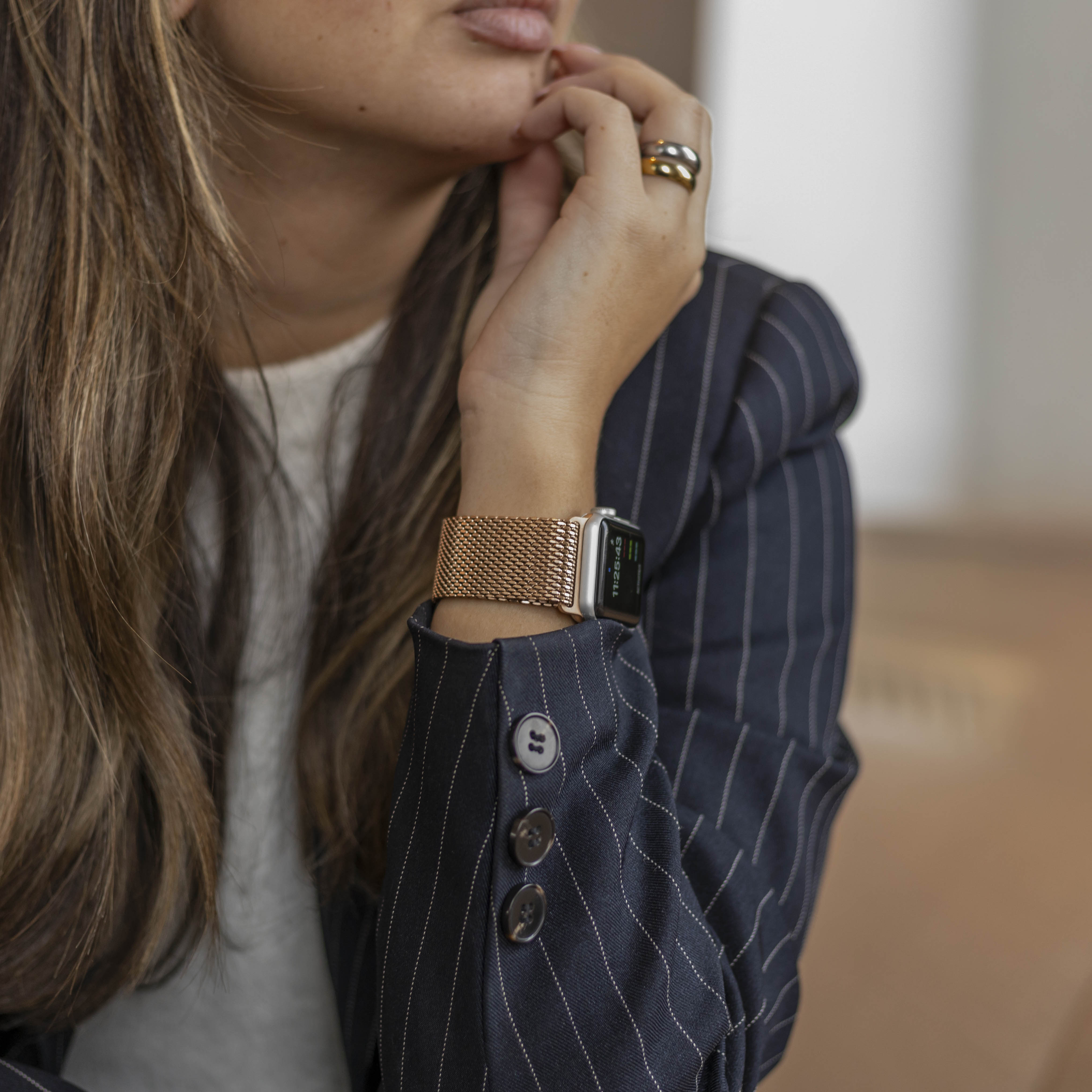 Bandz Correa milanesa Loop con hebilla-P Apple Watch Ultra (oro rosado)