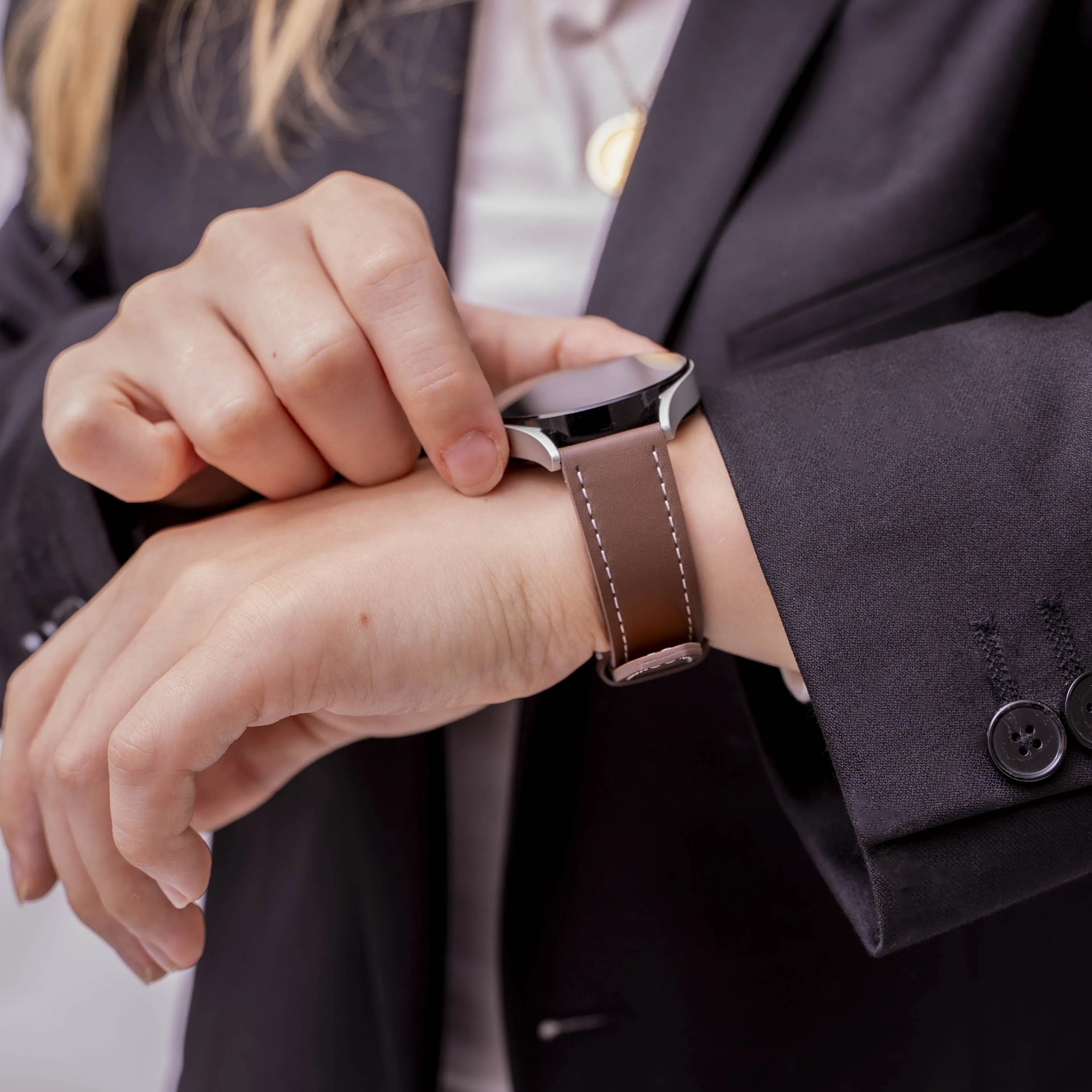 Correa cuero 'One Push' Amazfit Bip U (Pro) (marrón oscuro)