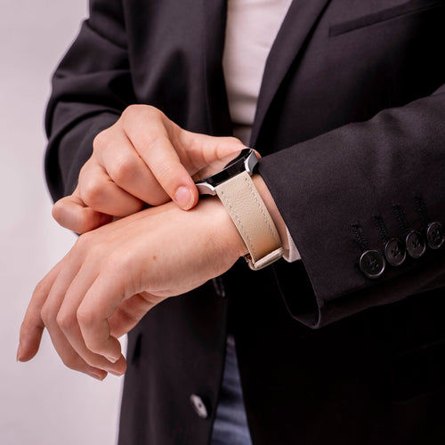 Leather Strap 'One Push', beige, lifestyle photo