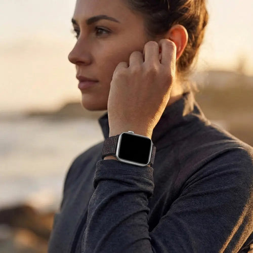 Bandz Apple Watch Nylon loop band (zwart mix)