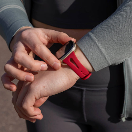Fitbit Sense 2 Premium Silicone Strap (Rose Red)