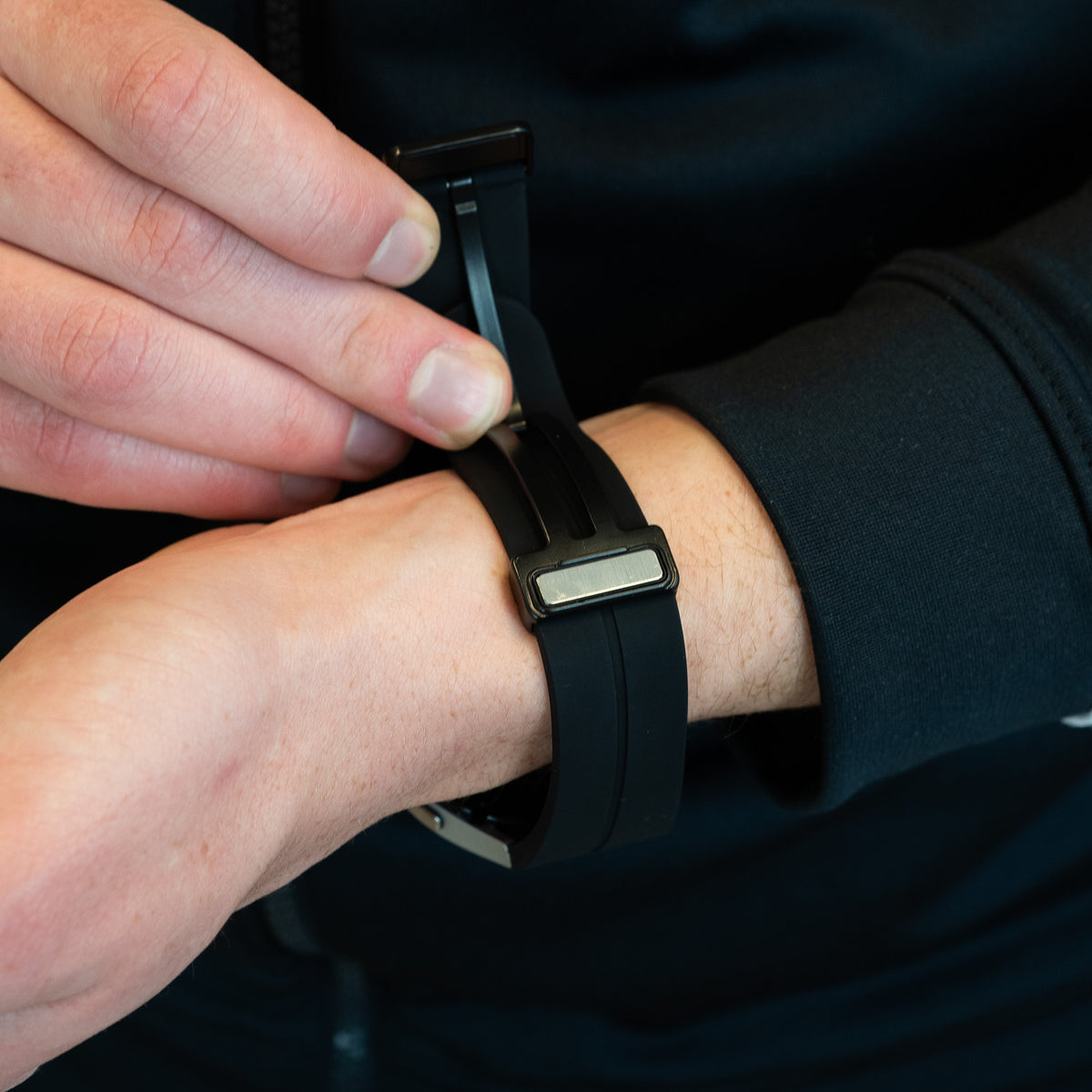 D-Buckle Silicone Strap, black, lifestyle photo