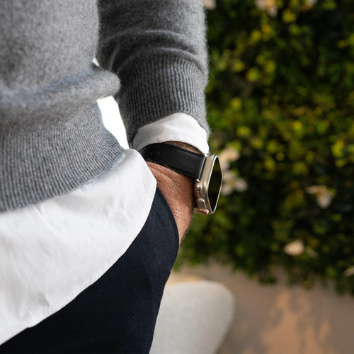 Bandz Correa cuero 'Clásico' Apple Watch (negro)