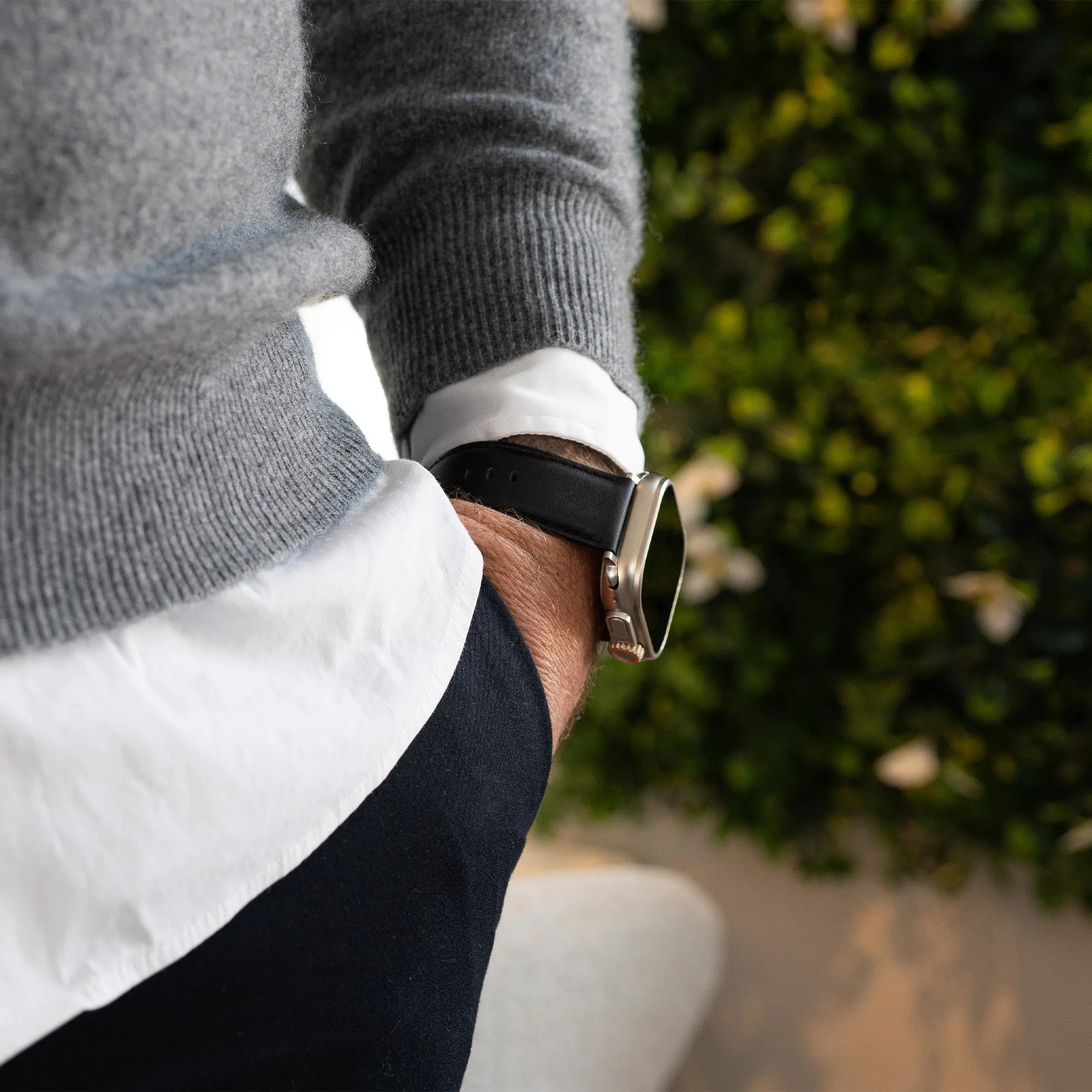 Bandz Correa cuero 'Clásico' Apple Watch (negro)