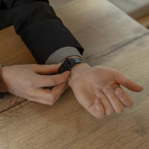 Correa cuero cosida Oppo Watch X2 (negro)