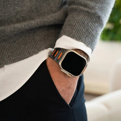 Correa acero híbrido Apple Watch Ultra (negro/naranja)
