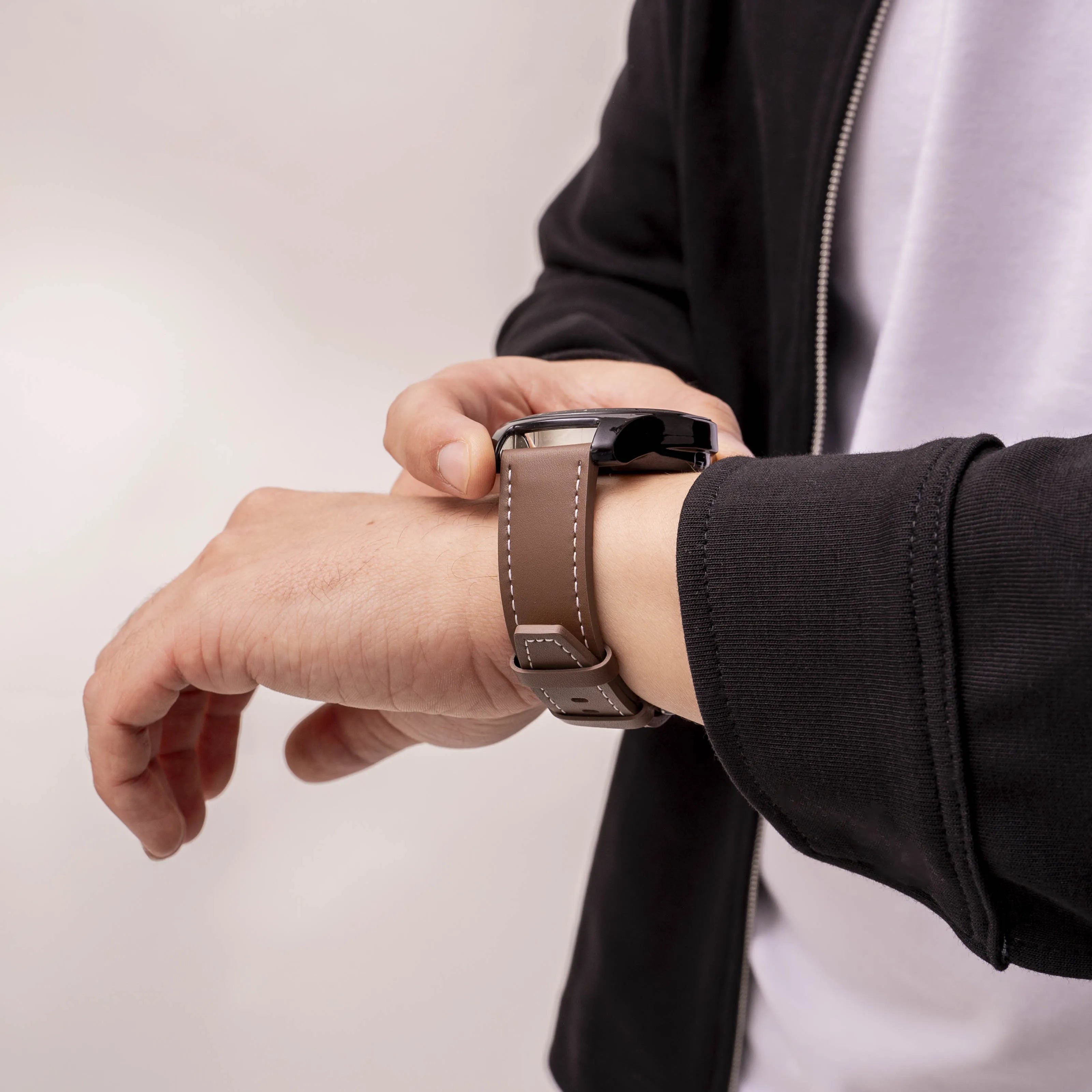 OnePlus Watch 3 'One Push' Leather Strap (Dark Brown)