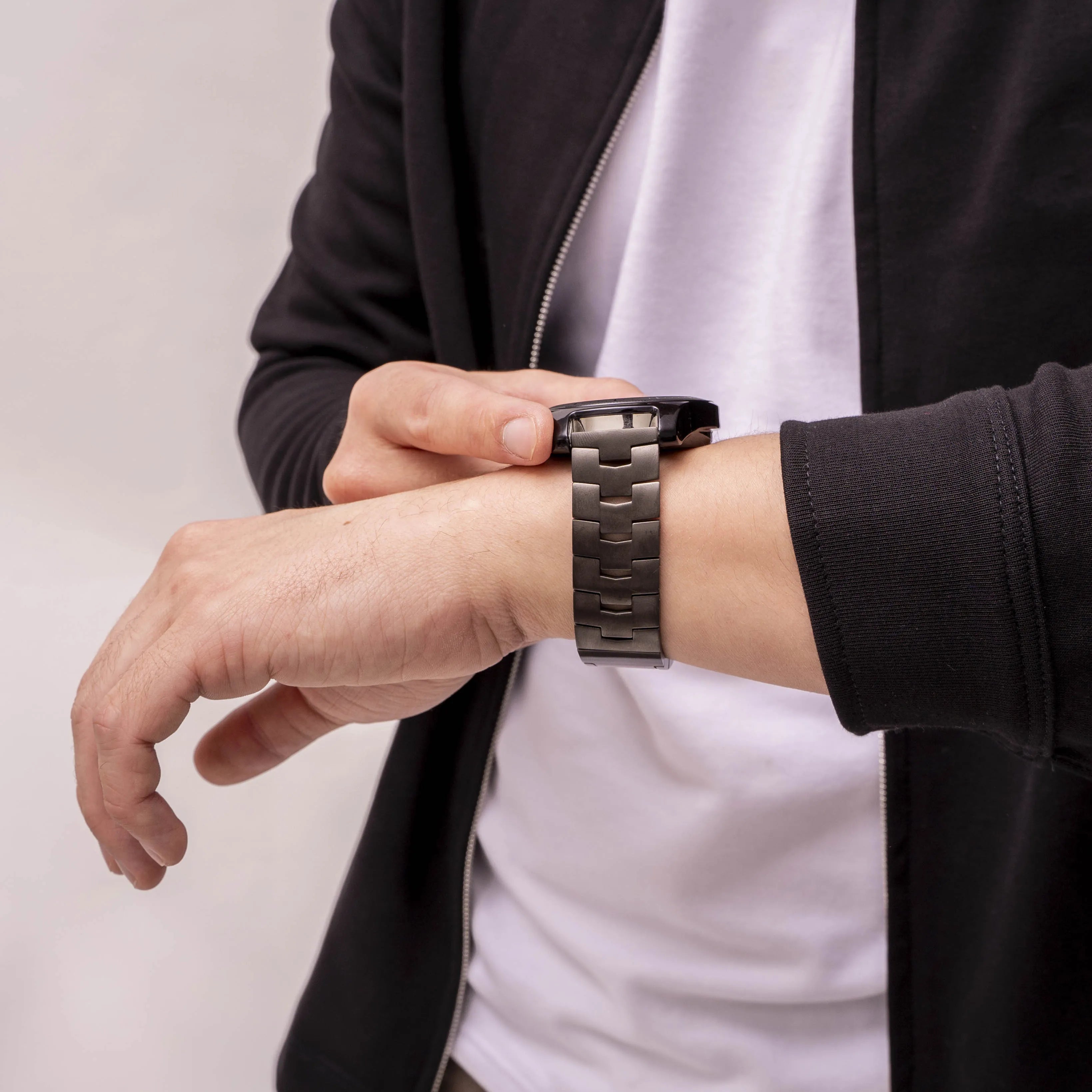 Correa titanio granulado Oppo Watch X2 - cierre plano (grafito)