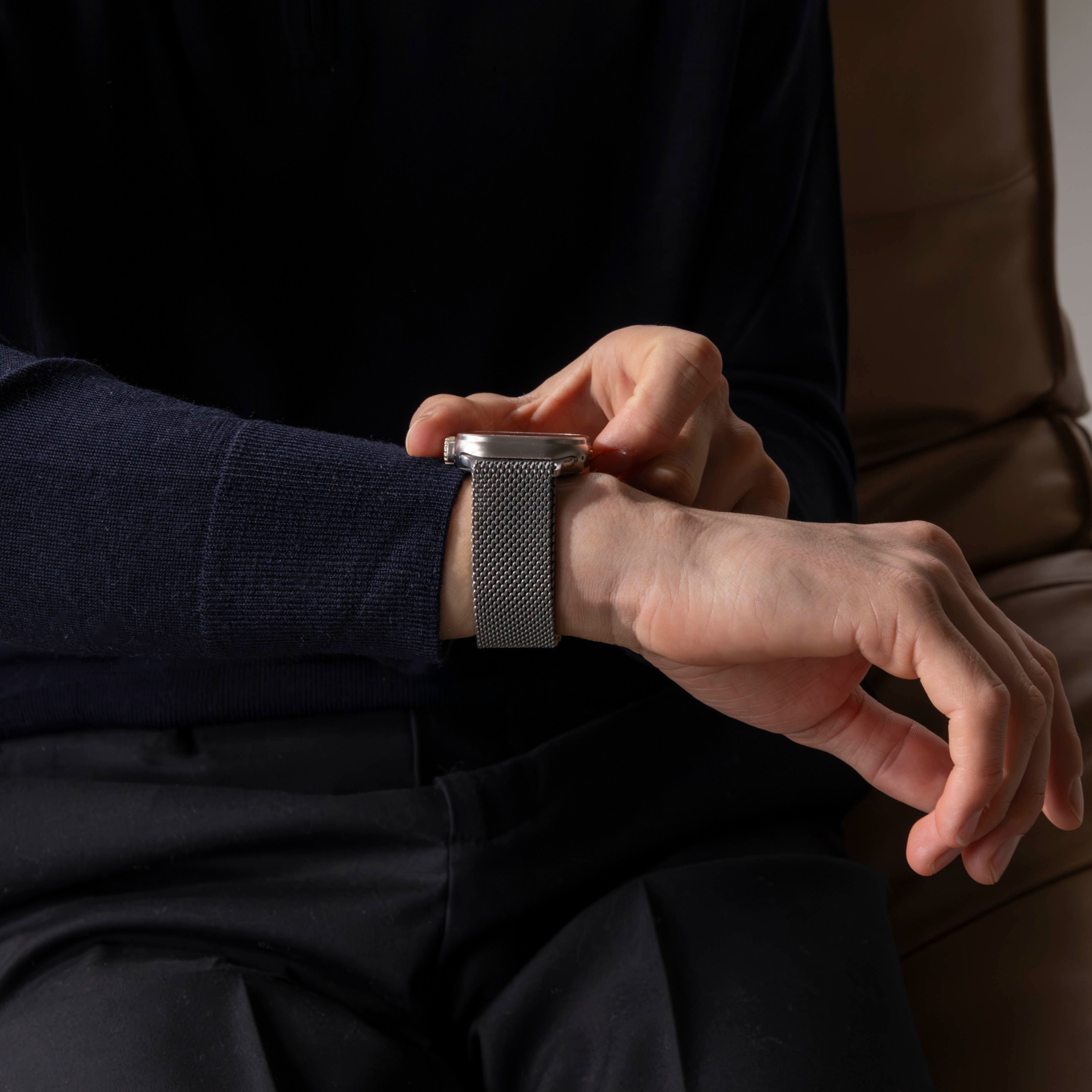 Correa titanio/milanesa Apple Watch Ultra (plata)