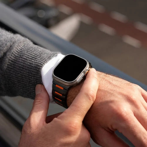 Correa acero híbrido Apple Watch Ultra (negro/naranja)