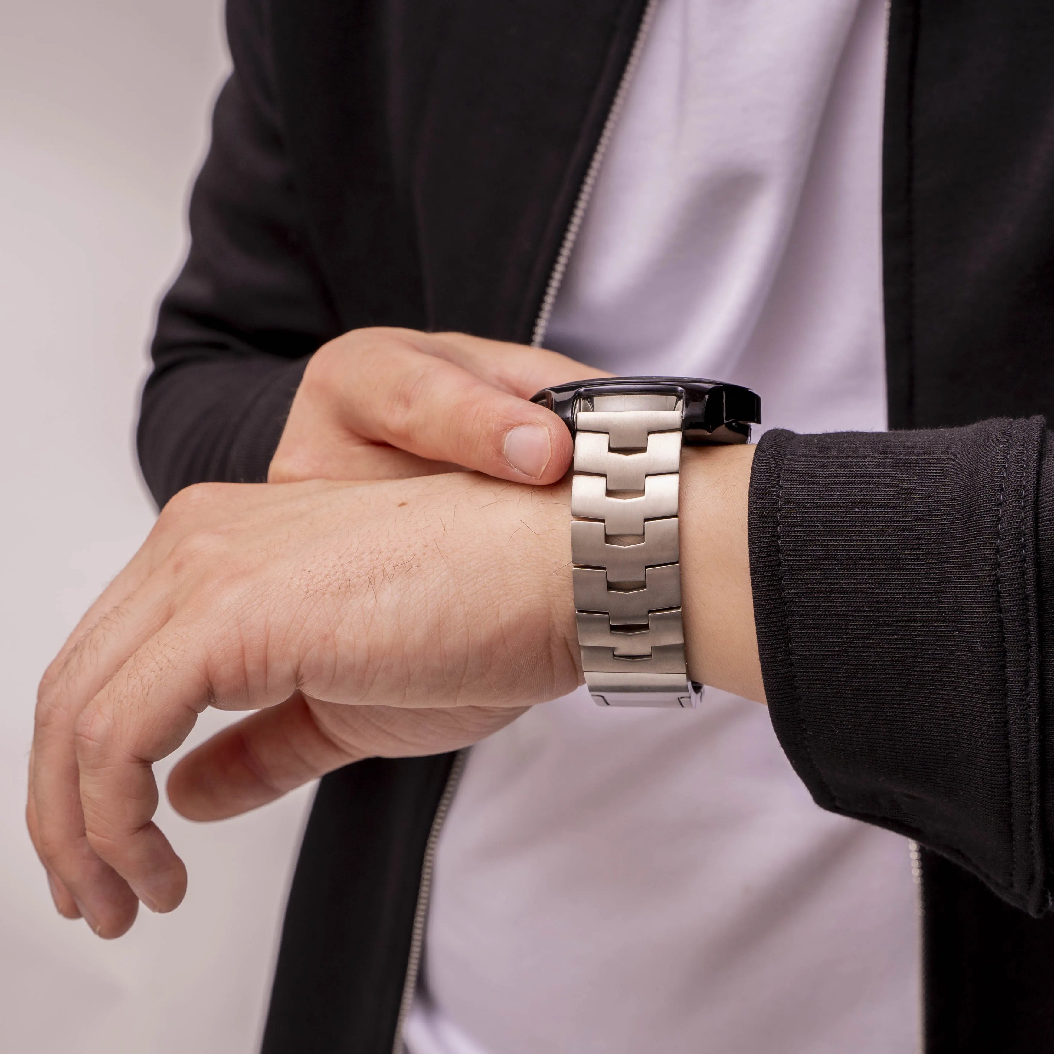 OnePlus Watch Titanio Correa de grano (broche plano) (plata)