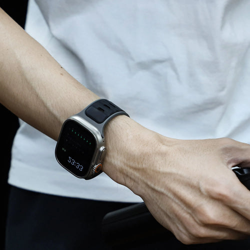 Silicone Premium Outdoor Strap, black/grey, lifestyle photo