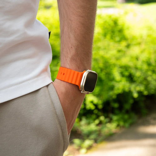 Silicone Ocean Strap 'Classic', orange, lifestyle photo