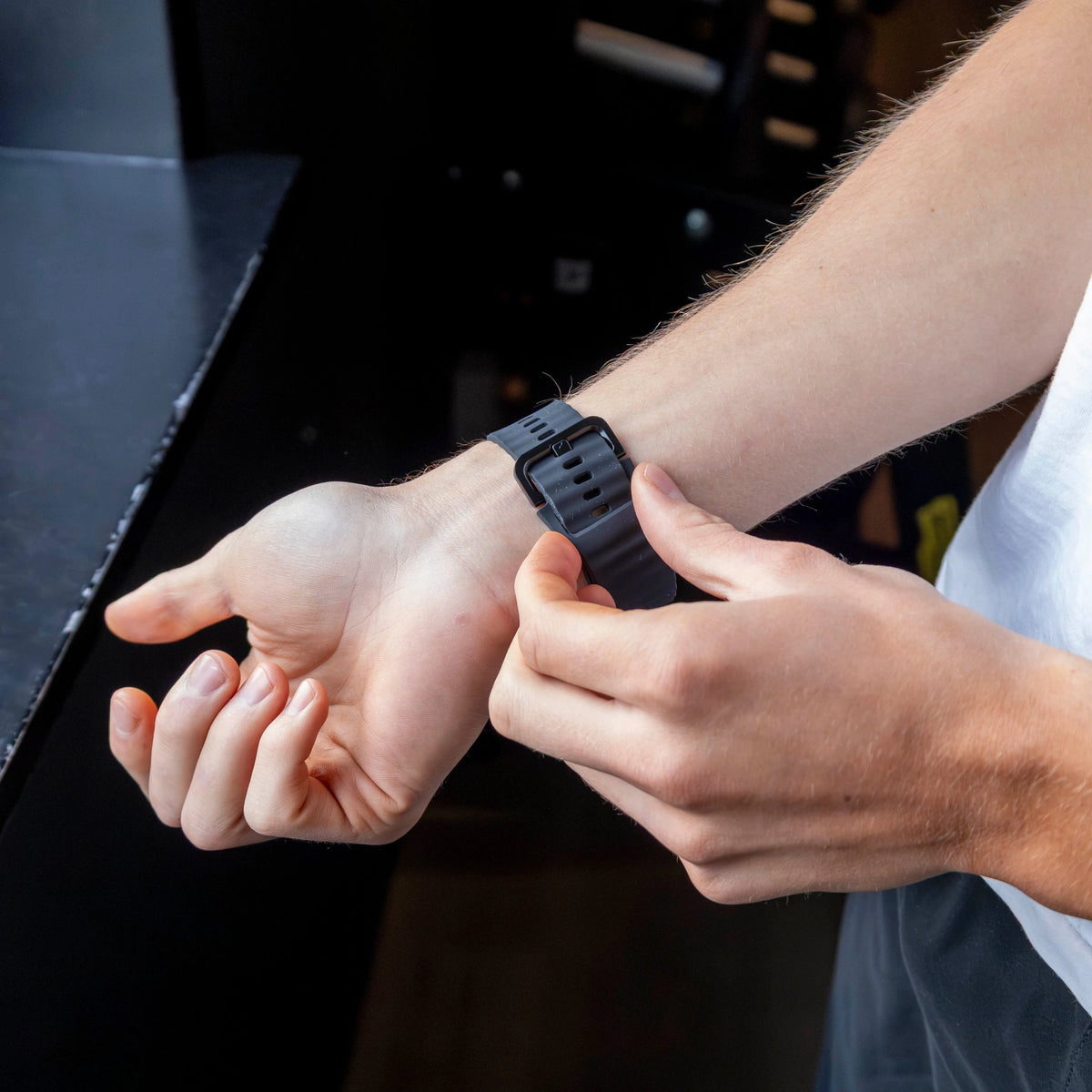 Wave Silicone Strap, black, lifestyle photo