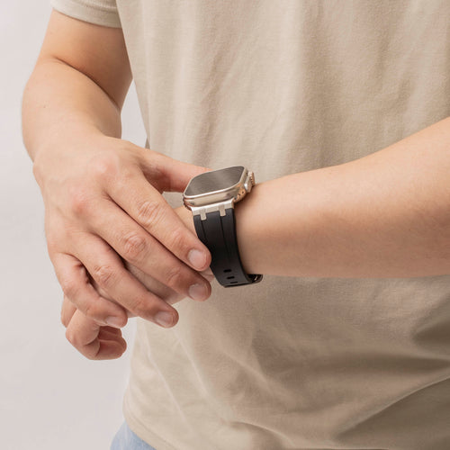 Bandz Correa silicona 'Luxe Liquid' Apple Watch Ultra (negro con plata)