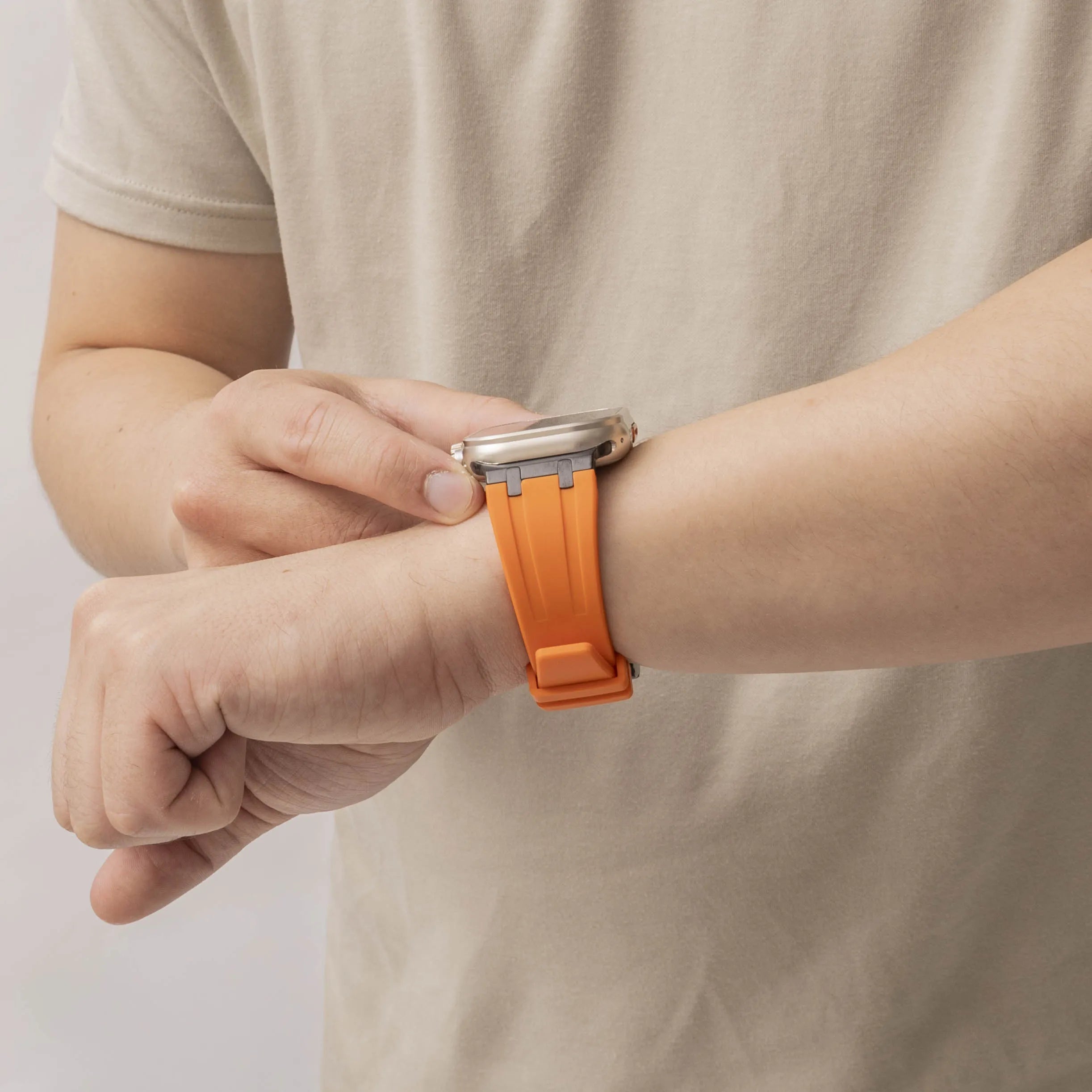Apple Watch Luxury Liquid Silicone Strap (Orange/Black)