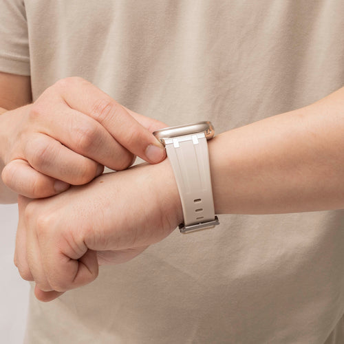 Bandz Apple Watch Ultra Silicone Strap 'Luxe Liquid' (Beige with Silver)