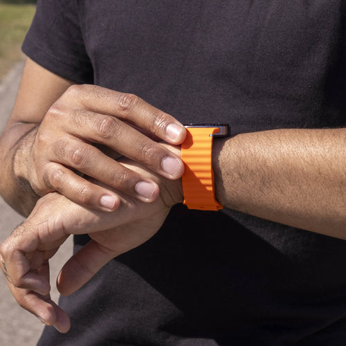 Wave Silicone Strap, orange, lifestyle photo