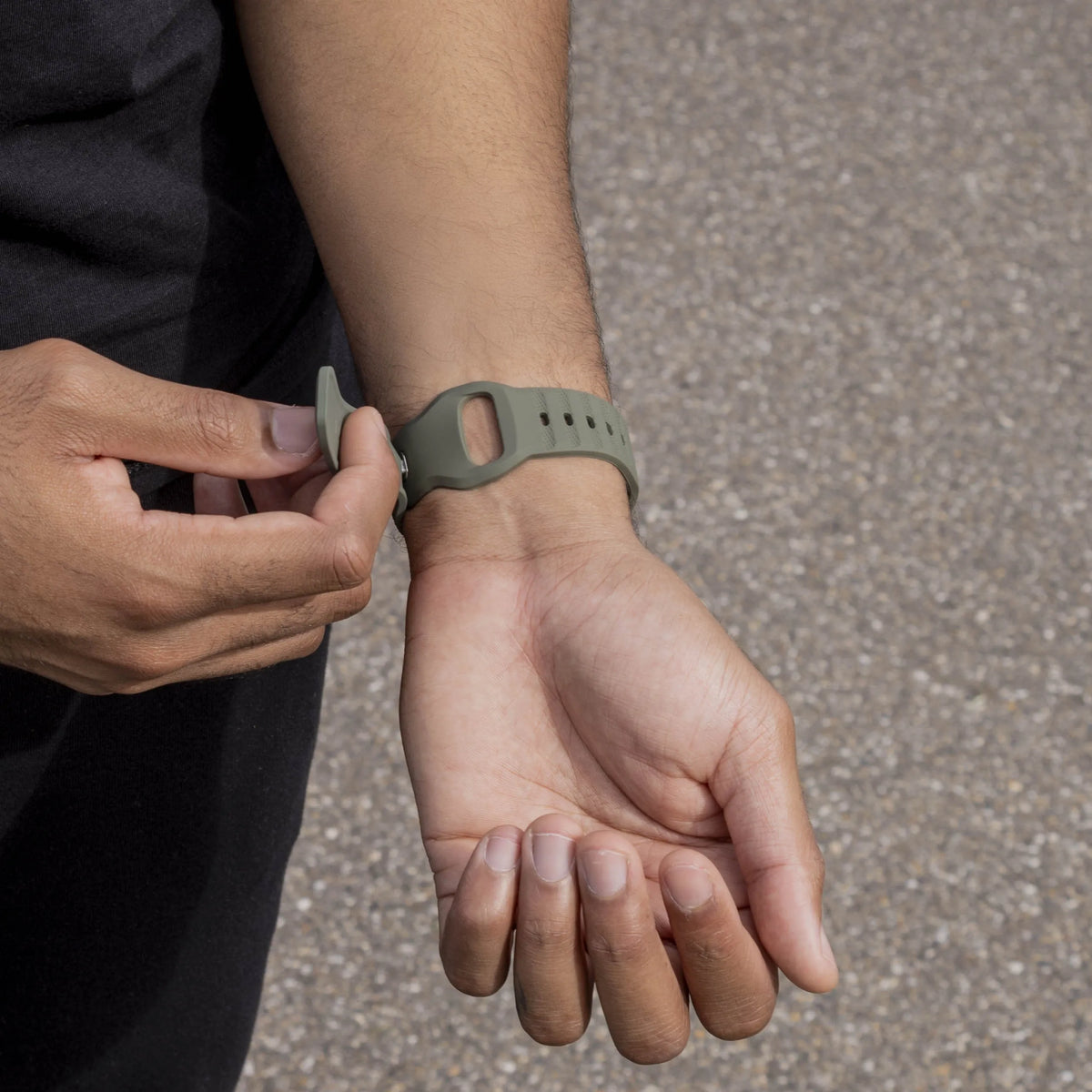 Outdoor Silicone Strap, dark green, lifestyle photo
