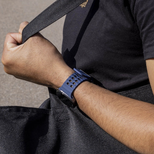 Silicone Ocean Strap, dark blue/black, lifestyle photo