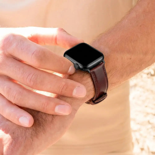 Bandz Apple Watch genuine leren band (donkerbruin)