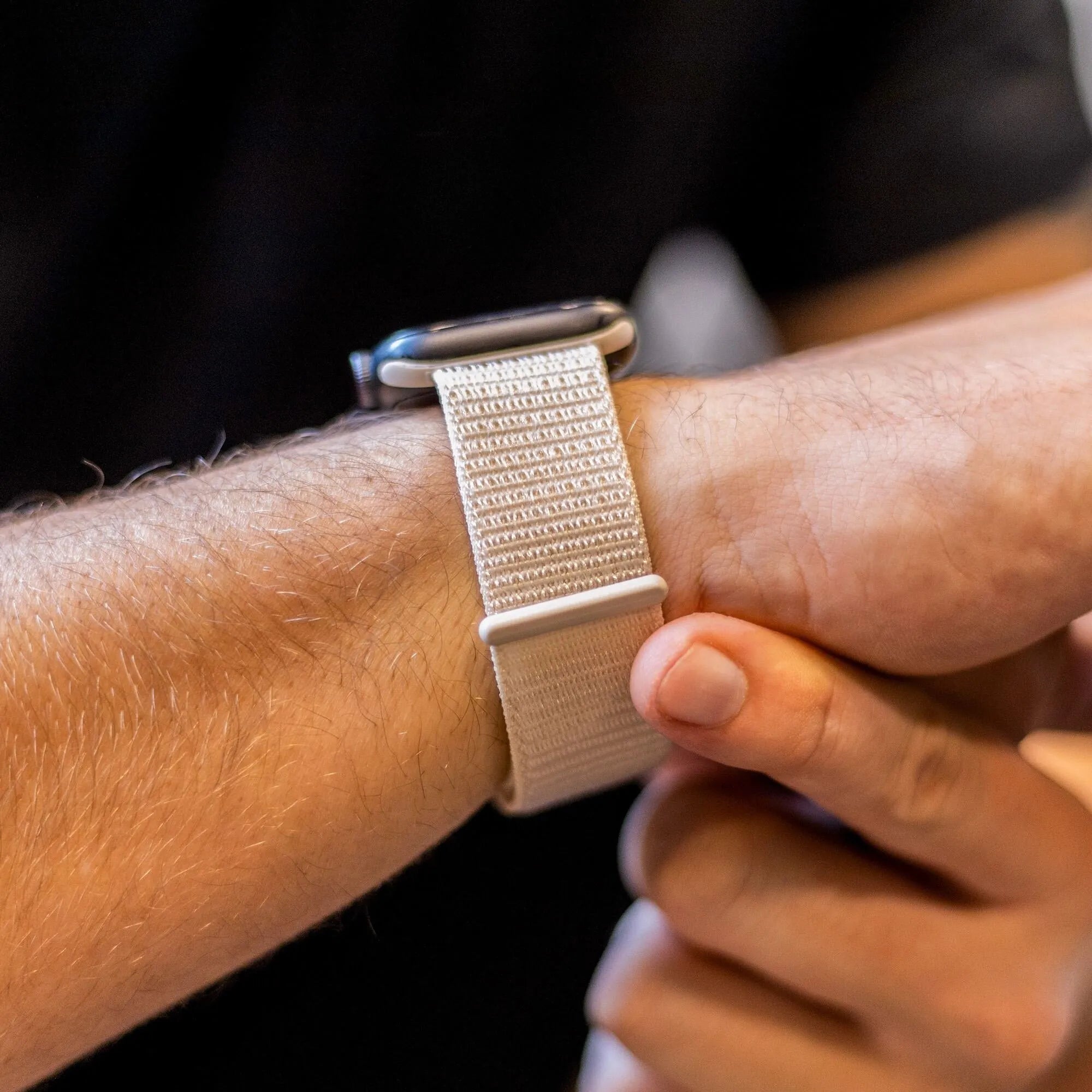 Correa nylon con hebilla Apple Watch (blanco estrella)