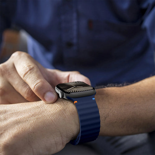 Wave Silicone Strap, dark blue, lifestyle photo