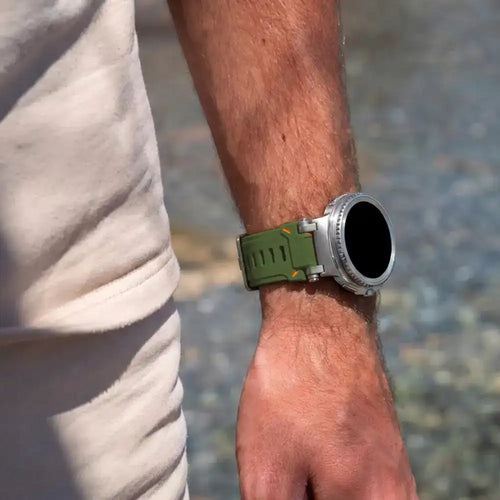 Samsung Galaxy Watch 8 Classic 'Explorer' Silicone Strap (Green with Titanium)