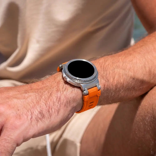 Samsung Galaxy Watch 8 Classic 'Explorer' Silicone Strap (Orange with Titanium)