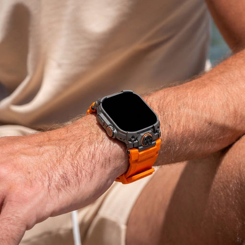 Apple Watch Ultra 'Four Claw' Silicone Strap (Orange/Black)