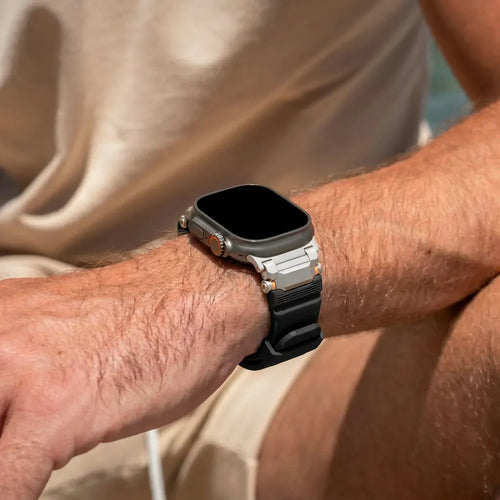 Correa silicona 'Aventurero' Apple Watch (negra/titanio)