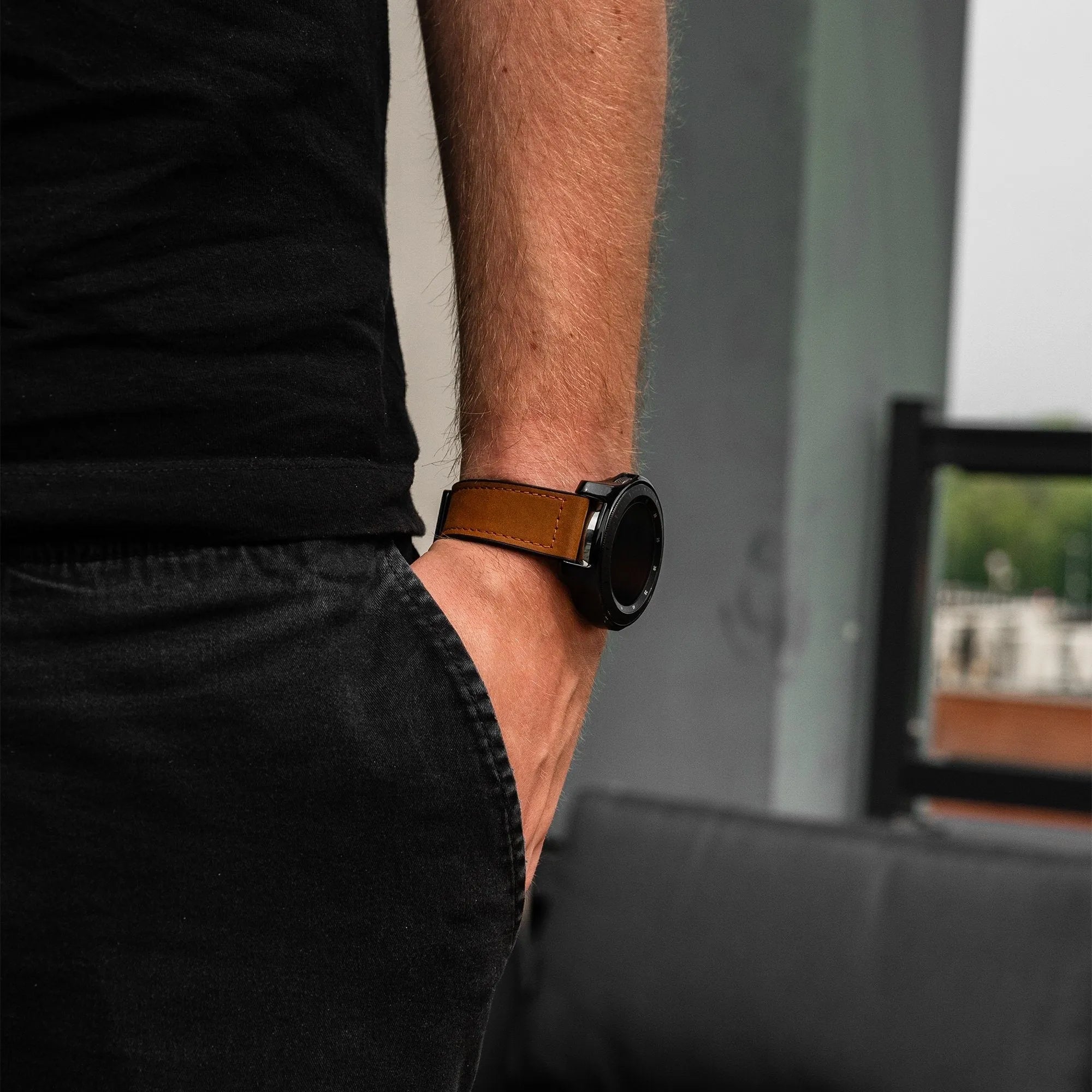 Correa cuero con hebilla en forma de D OnePlus Watch 3 (marrón oscuro)