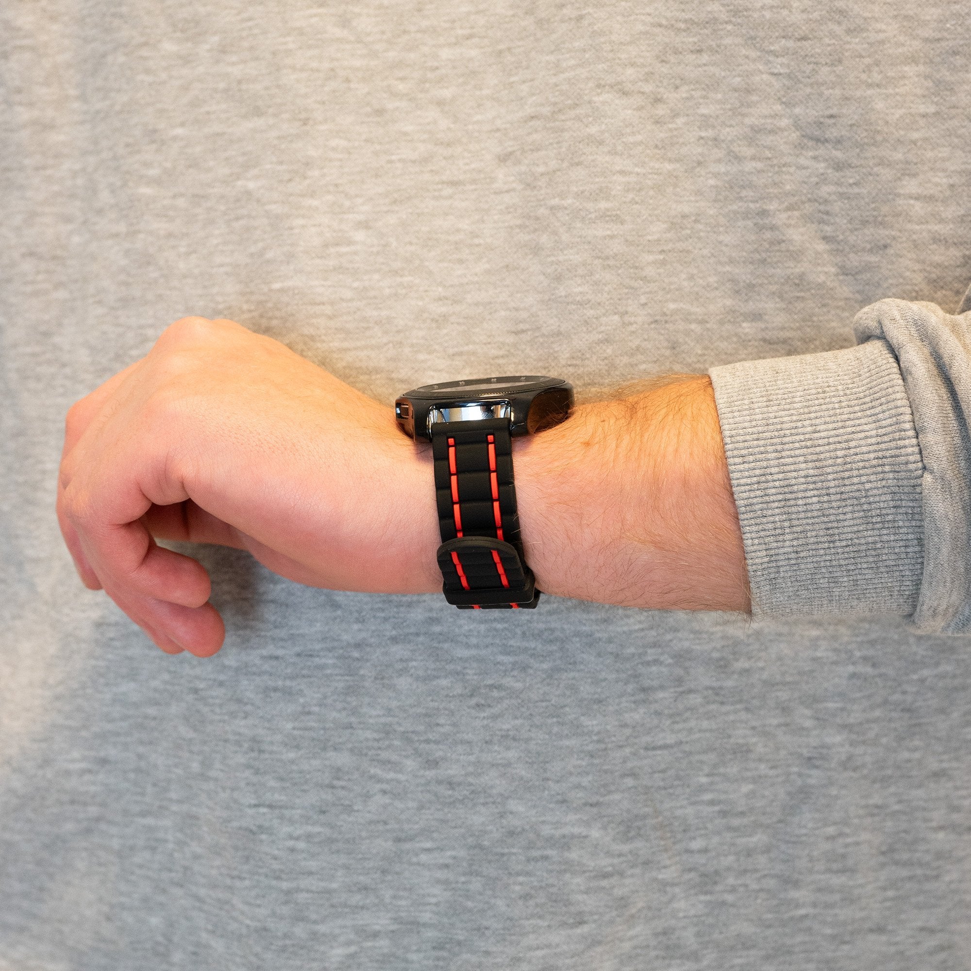Bandz Correa deportiva a rayas Huawei Watch GT 5 46mm (negro/rojo)