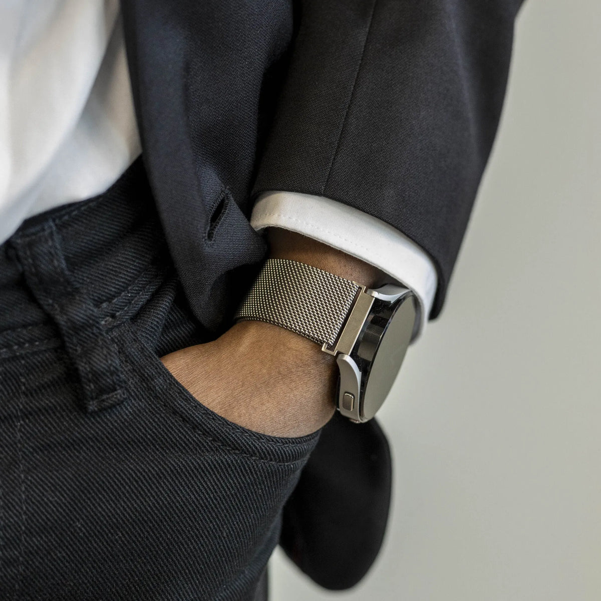 Milanese Strap, titanium, lifestyle photo