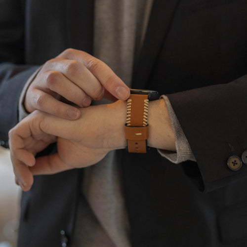 Correa cuero cosida Amazfit Bip 6 (marrón)