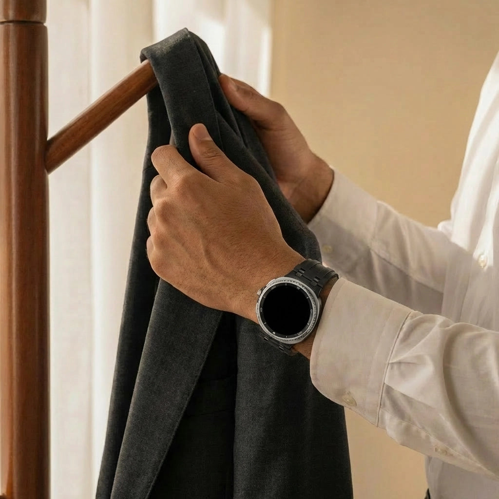 Correa cuero sólida Samsung Galaxy Watch 8 Classic (negro)