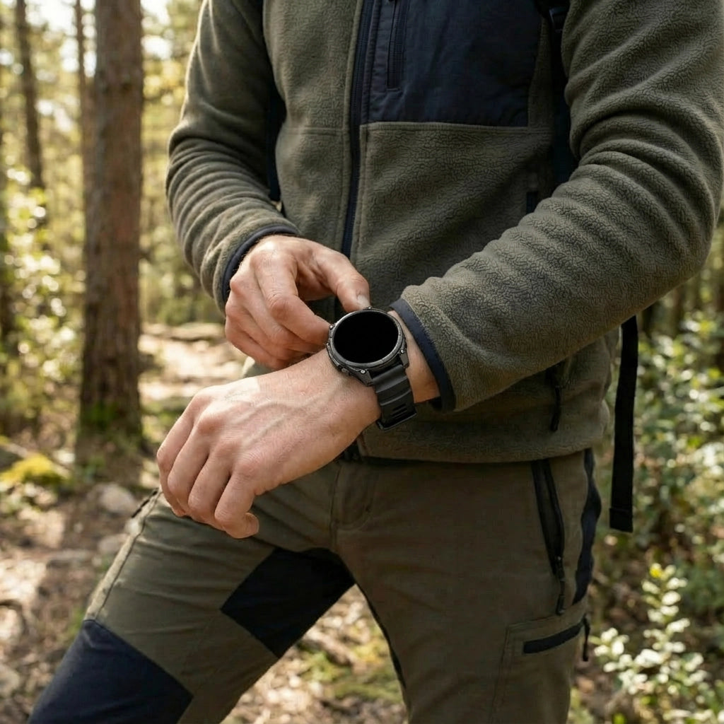 Correa silicona senderismo Garmin Fenix E (negro)
